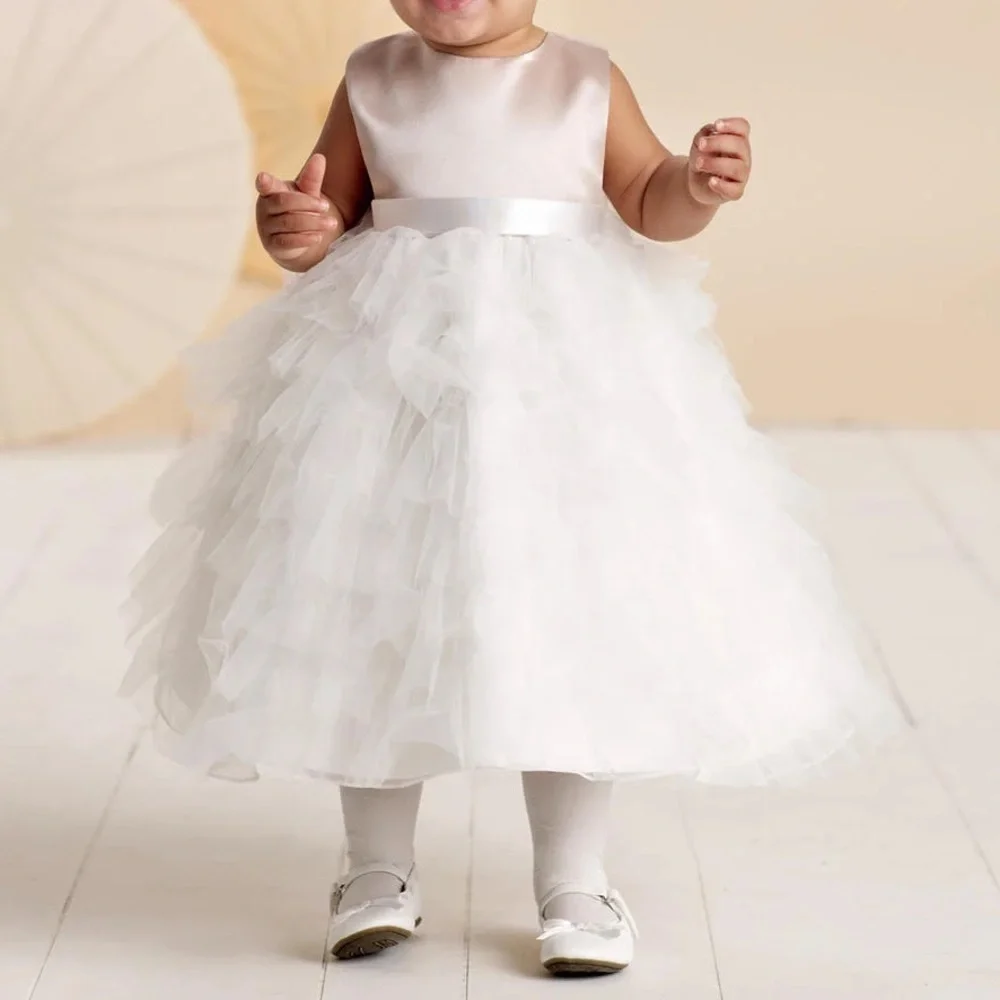 Joan Calabrese for Mon Cheri 12M Pink Ivory Satin Tulle FlowerGirl